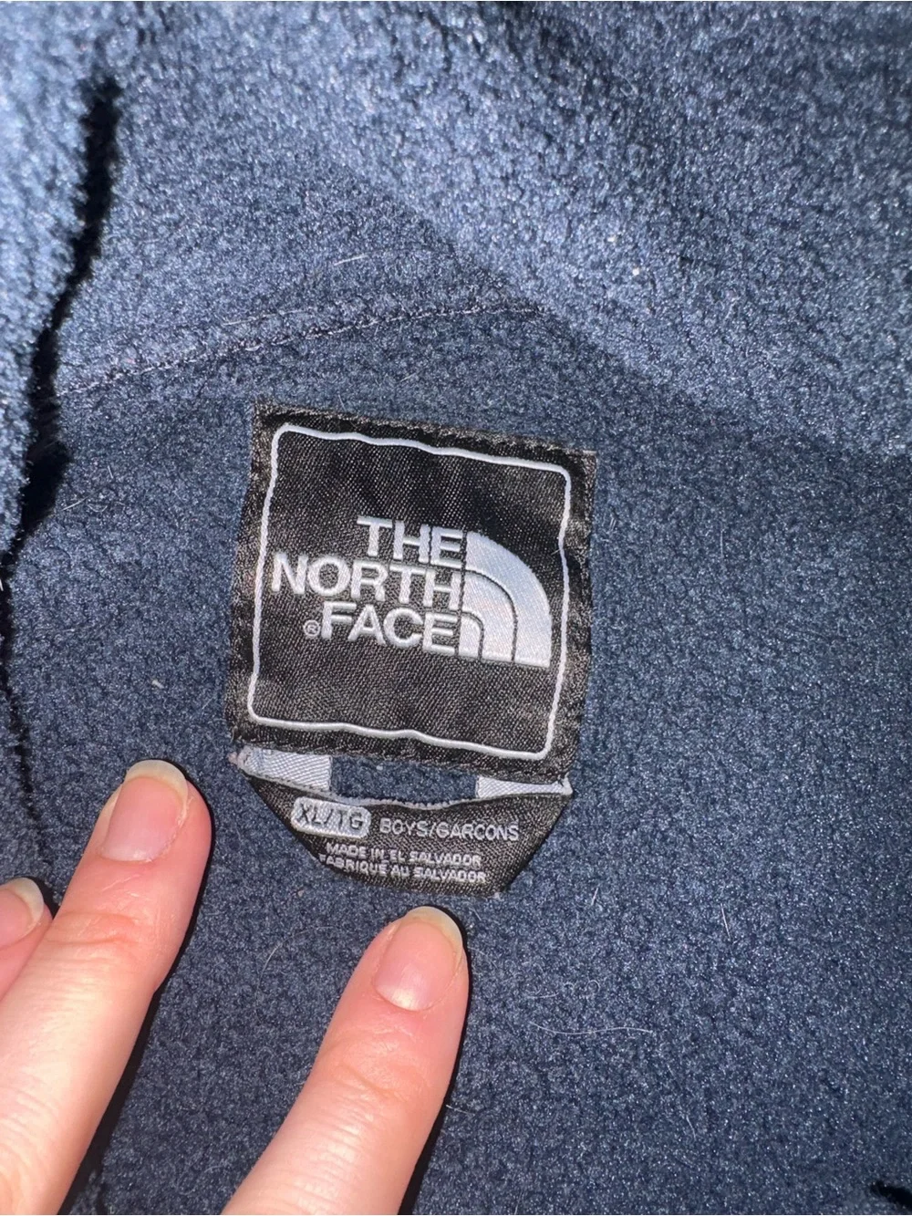 The North Face kids XL or w small Two-Tone Gray & Navy Fleece Jacket